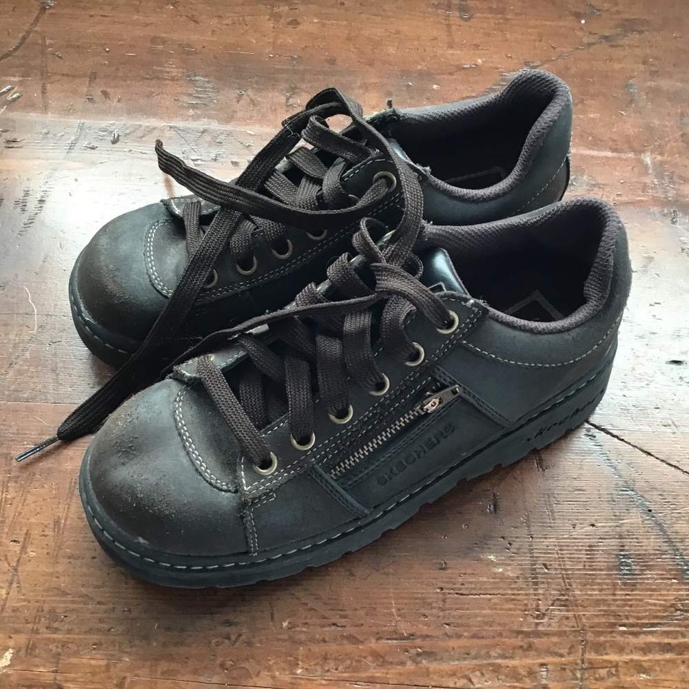 Skechers Y2k 90s Tredds Jammers  Brown Leather Zipper Size 6 46406